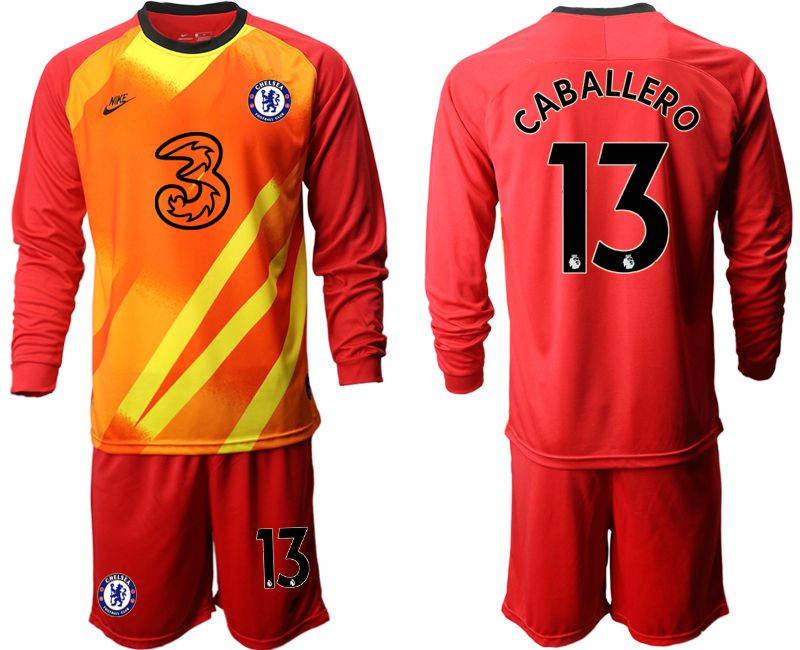 Men 2020-2021 club Chelsea red goalkeeper long sleeve #13 Soccer Jerseys->chelsea jersey->Soccer Club Jersey